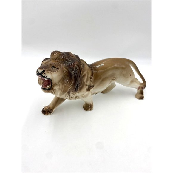 Vintage Ceramic Porcelain Fierce Lion MCM Chase Japan 11" - Picture 1 of 16